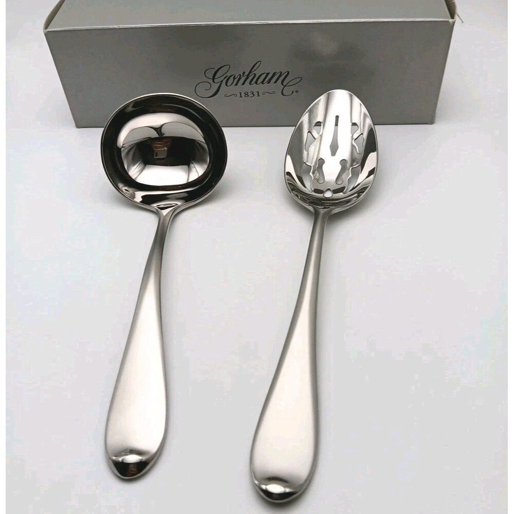 Gorham Studio FROSTED 2 Piece Hostess Serving Set Stainless 18/8 Flatware Korea